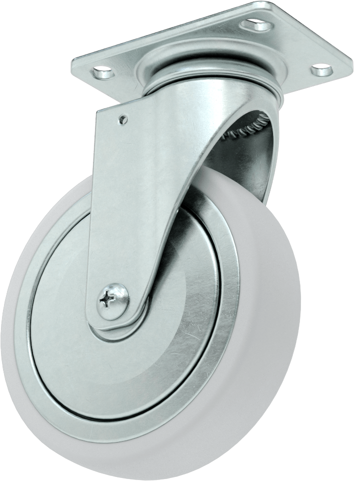 3-3/4" x 2-3/4" Plakalı Parlak Yüzeyli Tekerlek, 5" Çapında Kauçuk Tekerlekli Döner Tekerlek — 5", Levha, 2 3⁄4"