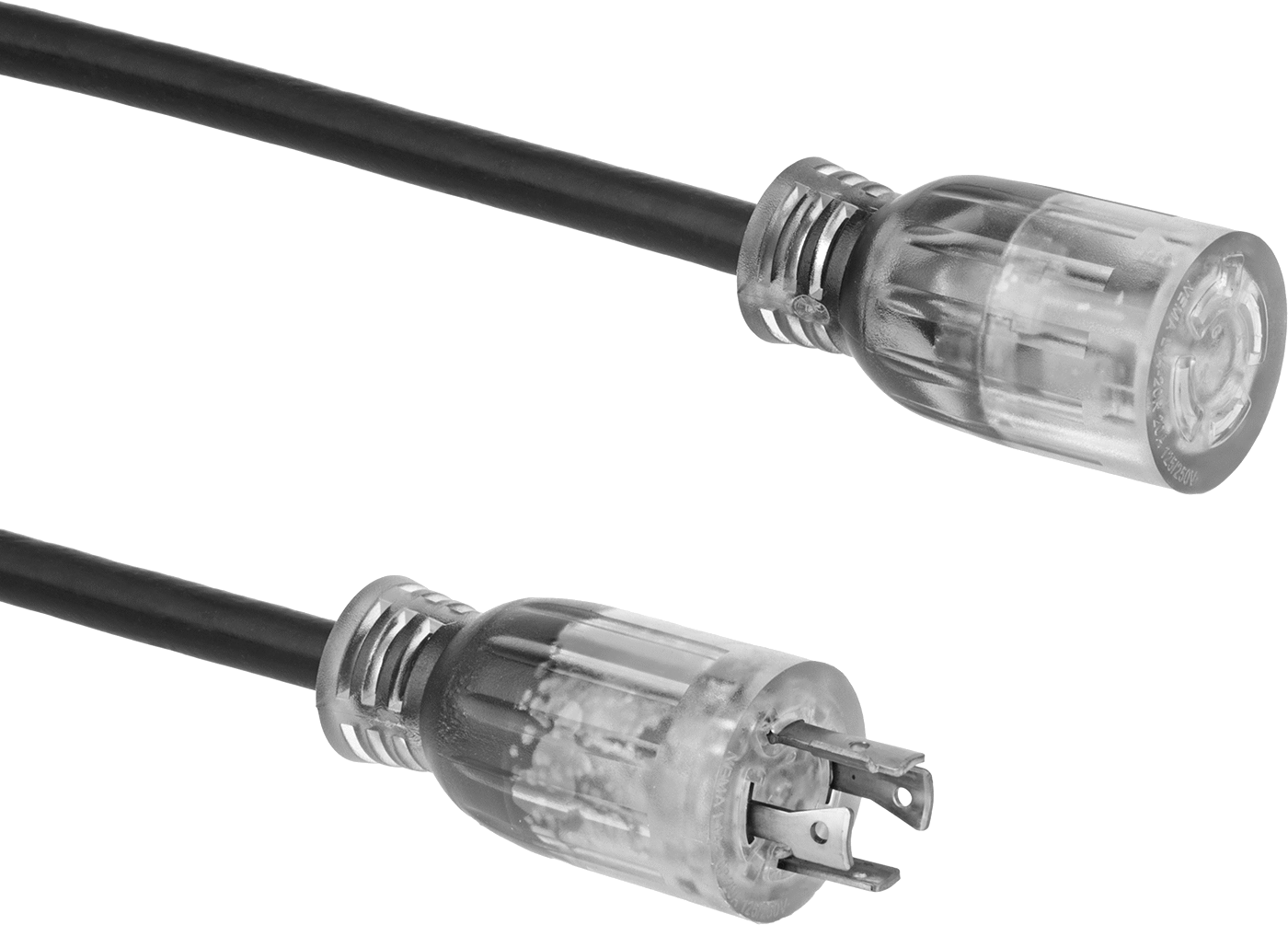 Uzatma Kablosu, Aşınmaya Dayanıklı, NEMA L14-20, 10' Uzunluk — 125V AC, 250V AC, 10 ft., 20 amp