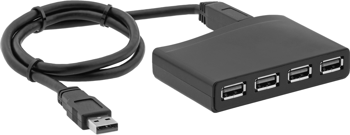 USB Hub, USB A 3.2 Erkek x 4 USB A 3.2 Dişi — 4", 3 ft., Düz