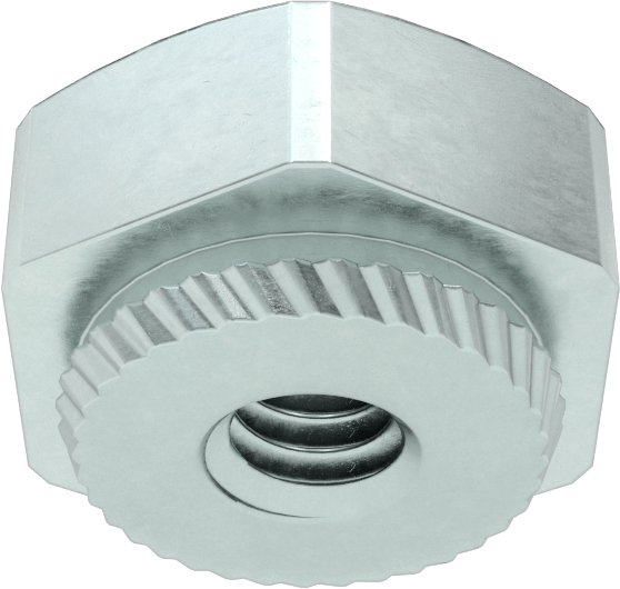 Çinko Kaplı Çelik Sac Metal için Presle Takılan Somun, Altıköşe Başlık, M2 x 0.4 mm, 1 mm Minimum Panel Kalınlığı için