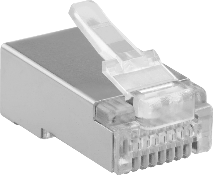 Ekranlı RJ45 Konektör, Sıkma Tipi, Kategori 5E Kablo — Tapa, 5e, Ekranlı