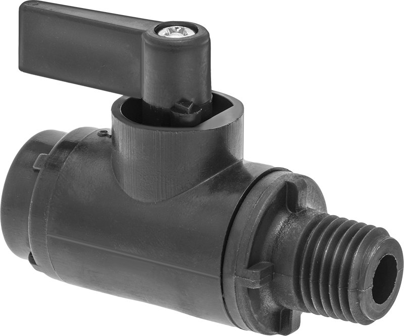 Siyah Naylon Açma/Kapama Vanası, Kompakt, 1/4 NPT Dişi x 1/4 NPT Erkek, 2.6 Cv