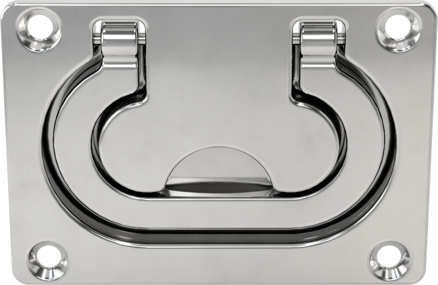 Montaj Plakalı Gömme Katlanır Çekme Kolu, Oval Tutamak, 316 Paslanmaz Çelik, 2-3/8" Genişlikte Tutamak, 1-1/4" Çıkıntı — 316 Stainless St…