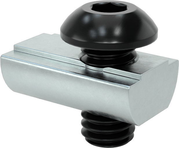 T-Yuvalı Çerçeve Bağlantı Elemanları, Kendinden Hizalamalı Somun ve 5/16"-18 Vida 1.5" ve 40 mm Ray — Drop In, Vida ve Somun Seti, Ofset