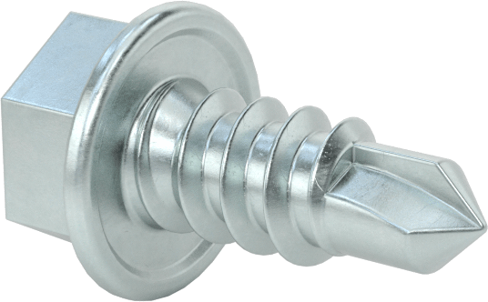 Flanşlı Altıköşe Başlı Delme Vidası, Çinko Kaplı Çelik, 12 Numara Vida, 1/2" Uzunluk
