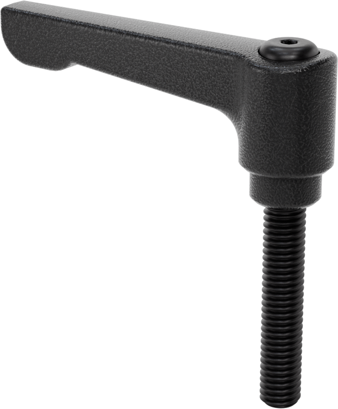 Düşük Profilli Ayarlanabilir Tutamak, 3/8"-16 Dişli 1-15/16" Uzunlukta Saplamalı, Siyah Çinko — 3⁄8"-16, Dişli Saplama, Ayarlanabilir