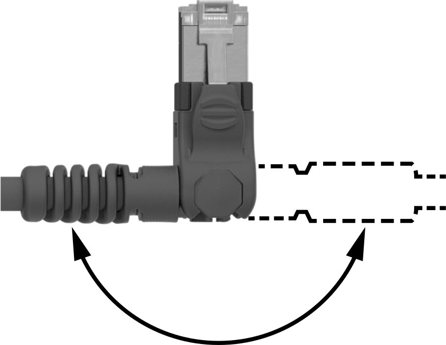 Açı Ayarlı Konektörlü Ethernet Kablosu, RJ45 Erkek Fiş x RJ45 Erkek Fiş, 1-1/2 Fit Uzunluk