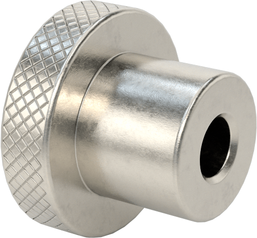 303 Paslanmaz Çelik Tırtıllı Düğme, 1/4" Çaplı Dişsiz Delik ve 1" Baş Çapılı