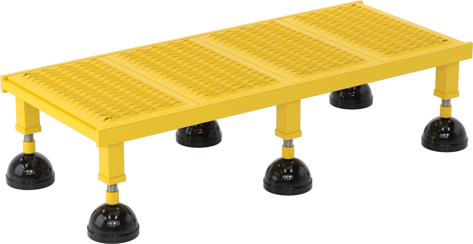 Yuvarlanan Çalışma Platformu, Sarı Toz Boyalı Çelik, 8-3/4" ila 12" Yükseklik x 48" Toplam Genişlik — 1, Cal/OSHA Compliant Title 8 Secti…