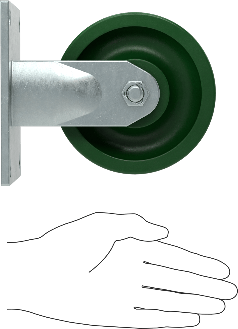 5-1/2" x 5" Plakalı Yüksek Kapasiteli Spartan Tekerlek, 5" Çapında 75D Durometre Poliüretan Tekerlekli Sert