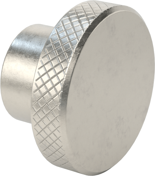 303 Paslanmaz Çelik Tırtıllı Düğme, 5/8"-11 Dişli Delikli, 3/4" Derinlik, 2-1/2 inç Çaplı Başlık