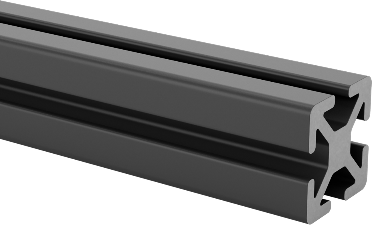 Yüksek Mukavemetli Kompozit T-Yivli Çerçeve Rayı, 1-1/2" Yükseklik x 1-1/2" Genişlik, Katı, Siyah