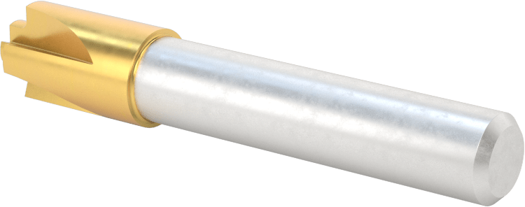 TiN Kaplamalı Yüksek Hızlı Çelik Köşe Yuvarlama Uçlu Freze, 4 Yiv, 1 mm Kesme Yarıçapı, 64 mm Toplam Uzunluk