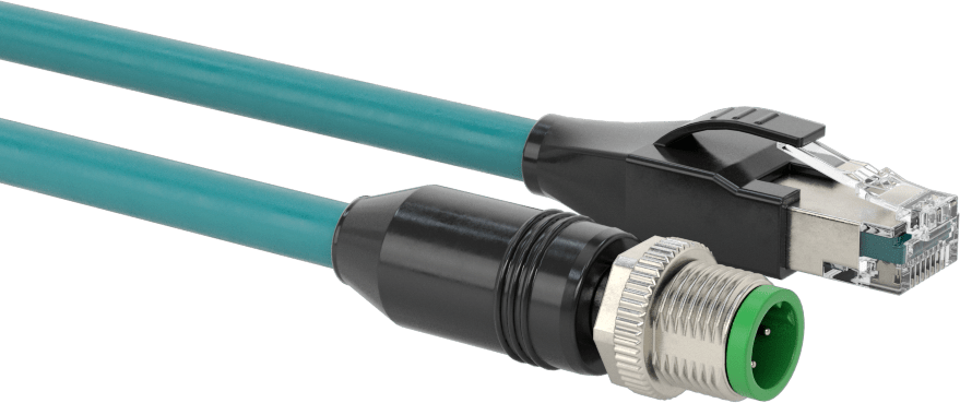 Ethernet Kablosu, D Kodlu M12 x RJ45 Fişli, 3 Fit Uzunluk, 0.26" Kablo Dış Çapı