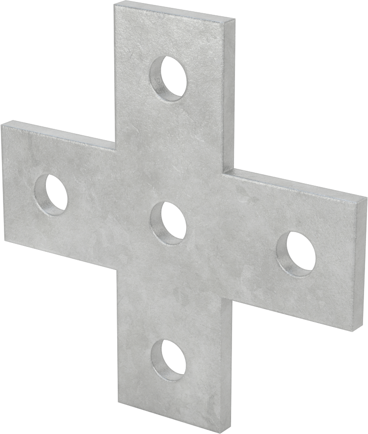 Strut Kanalı Braketi, Çapraz, Galvanizli Çelik, 5-3/8" Uzunluk — Yüzey, Çapraz, Çelik