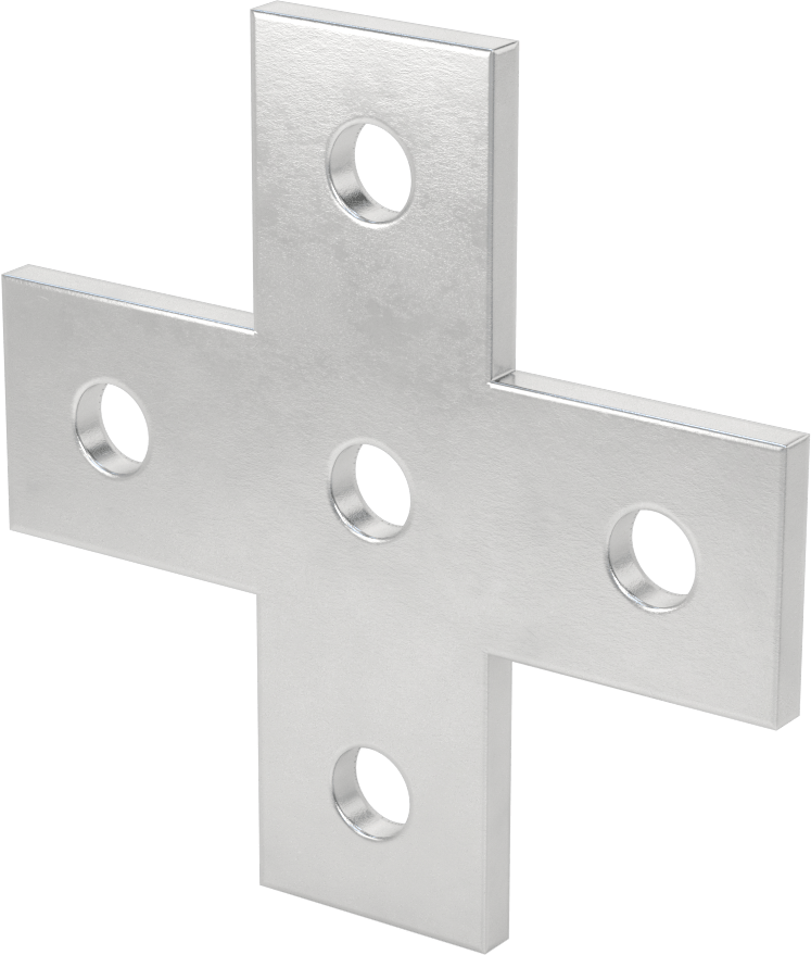 Strut Kanalı Braketi, Çapraz, Alüminyum, 5-3/8" Uzunluk — Yüzey, Çapraz, Alüminyum