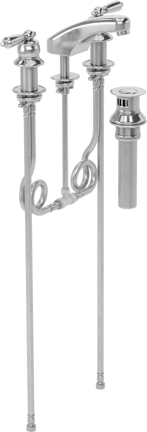 Çift 1/2 NPT Alt Girişli Lavabo Bataryası, Kol Tutamakları, 1.0 gpm Akış Hızı — 8" ila 16", Evi, 3