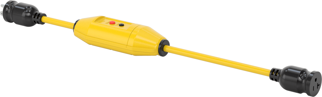 Işıklı GFCI Uzatma Kablosu, NEMA 5-20 Fiş, 2' Uzunluk — 120V AC, 20 amp, 2 ft.
