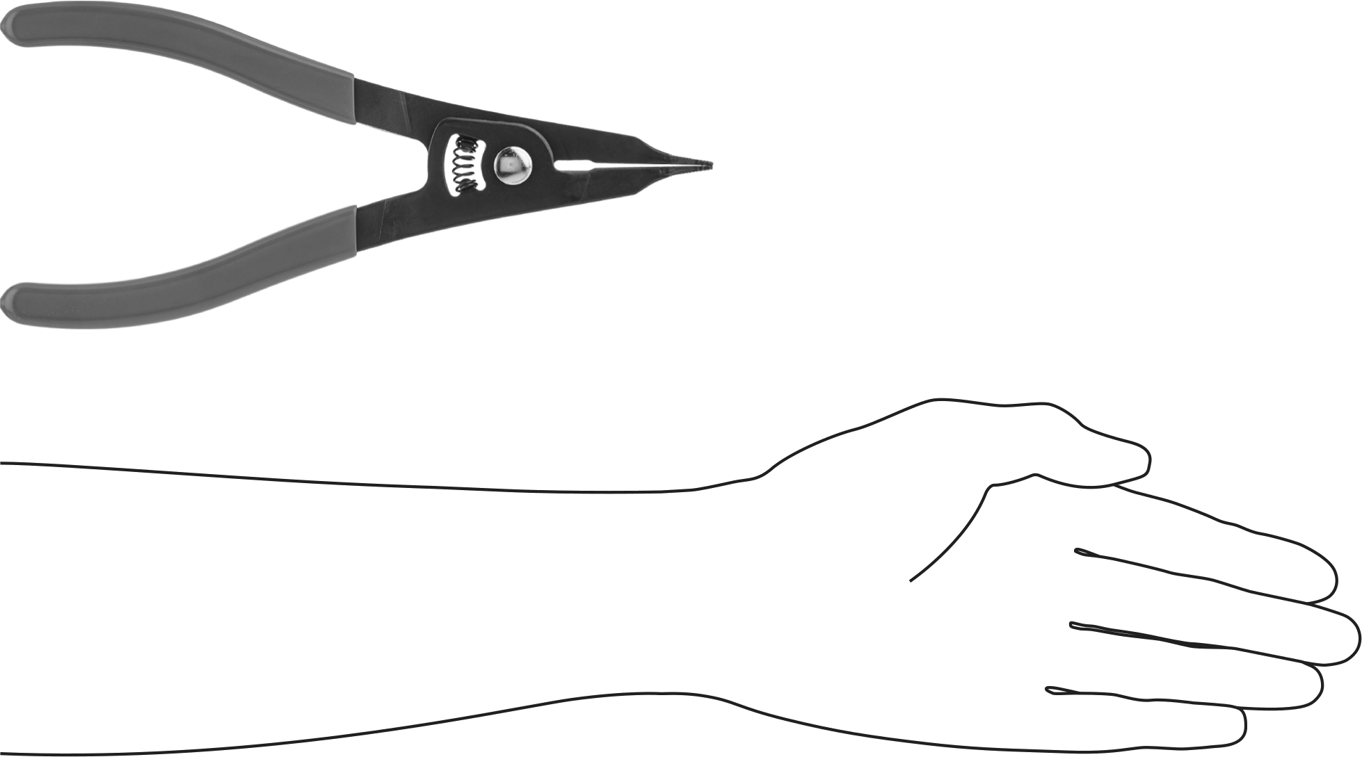 Düz Uçlu Segman Pensi, 1/4"-1.725" Dış Çapına Uygun Halkalar için