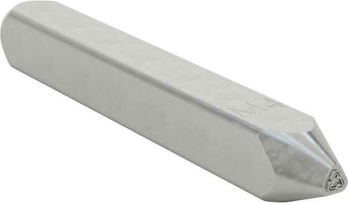 Denetim Sembolü Çelik Damga, Sembol M4 (Geri Dönüşüm), 1/8" Karakter Yüksekliği