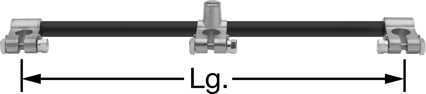 Pil Güç Kablosu, Kelepçe x Direk Terminalli Kelepçe x Kelepçe, 14-3/4" Uzunluk — 2/0, 14 3⁄4", Esnek