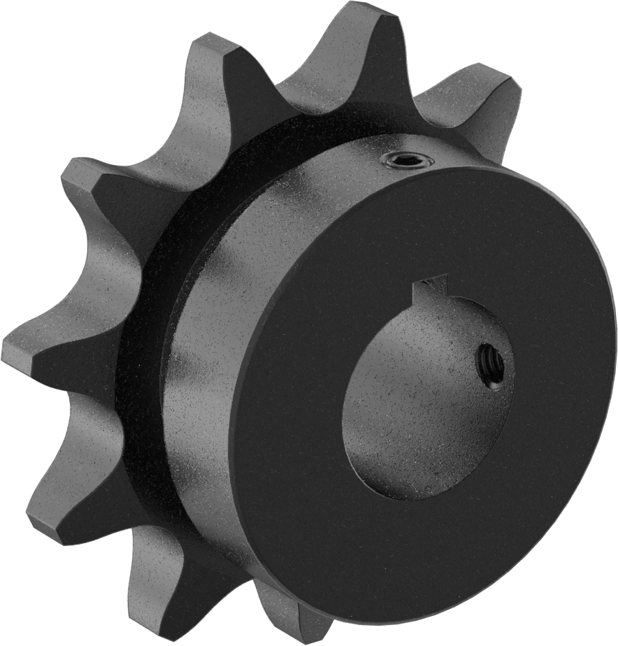 Çelik Tek Sıralı Dişli, ANSI 80 Makaralı Zincir ve 1-1/4" Mil Çapı için, 11 Diş — 11, 1", 1 1⁄4"