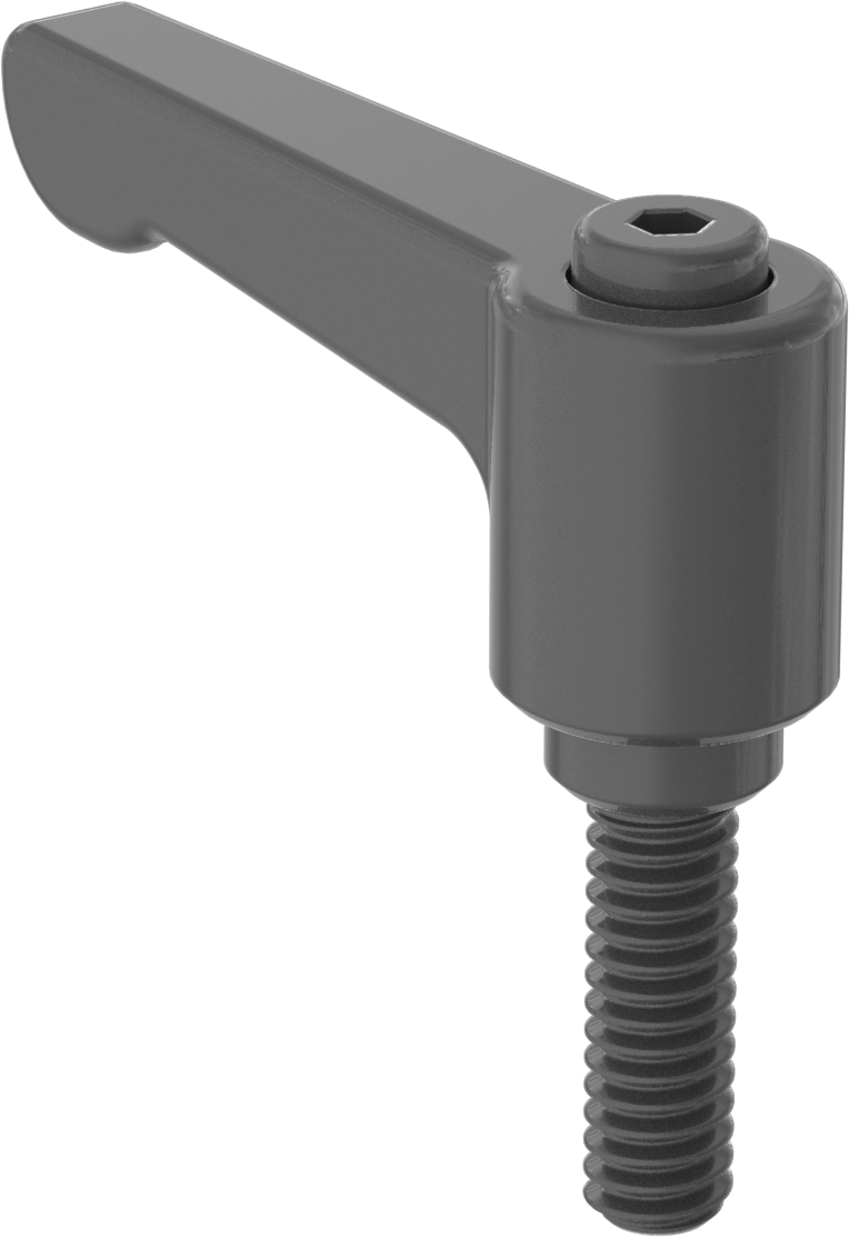 Düşük Profilli Ayarlanabilir Tutamak, 1/4"-20 Dişli 3/4" Uzunlukta Saplama, Siyah Naylon — 1⁄4"-20, Dişli Saplama, Ayarlanabilir
