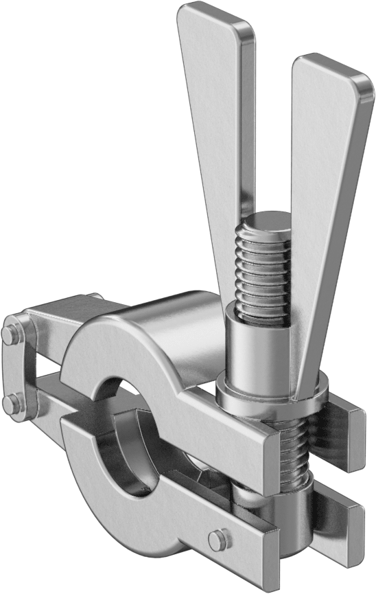 1/2" ve 3/4" Dış Çaplı Boru için 2 Pimli Menteşeli Kelepçe — 1⁄2", 3⁄4", Kelebek Somun, 304/304L Stainless Steel, 316 Stainless Steel, 31…