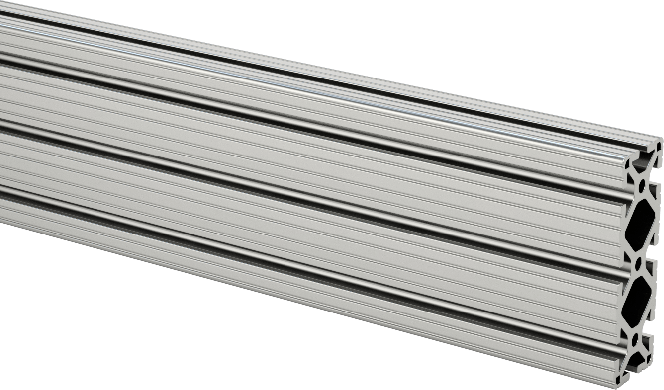 T-Yivli Çerçeve Rayı, Üçlü Ray, Yivli, Gümüş, 4.5 inç Yükseklik, 1.5" Genişlik, İçi Boş