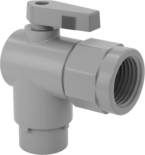 Kimyasallar için Açma/Kapama Vanası, PVC, 90 Derece Adaptör, 1/4" Bağlantı x 1/2 NPT Dişi