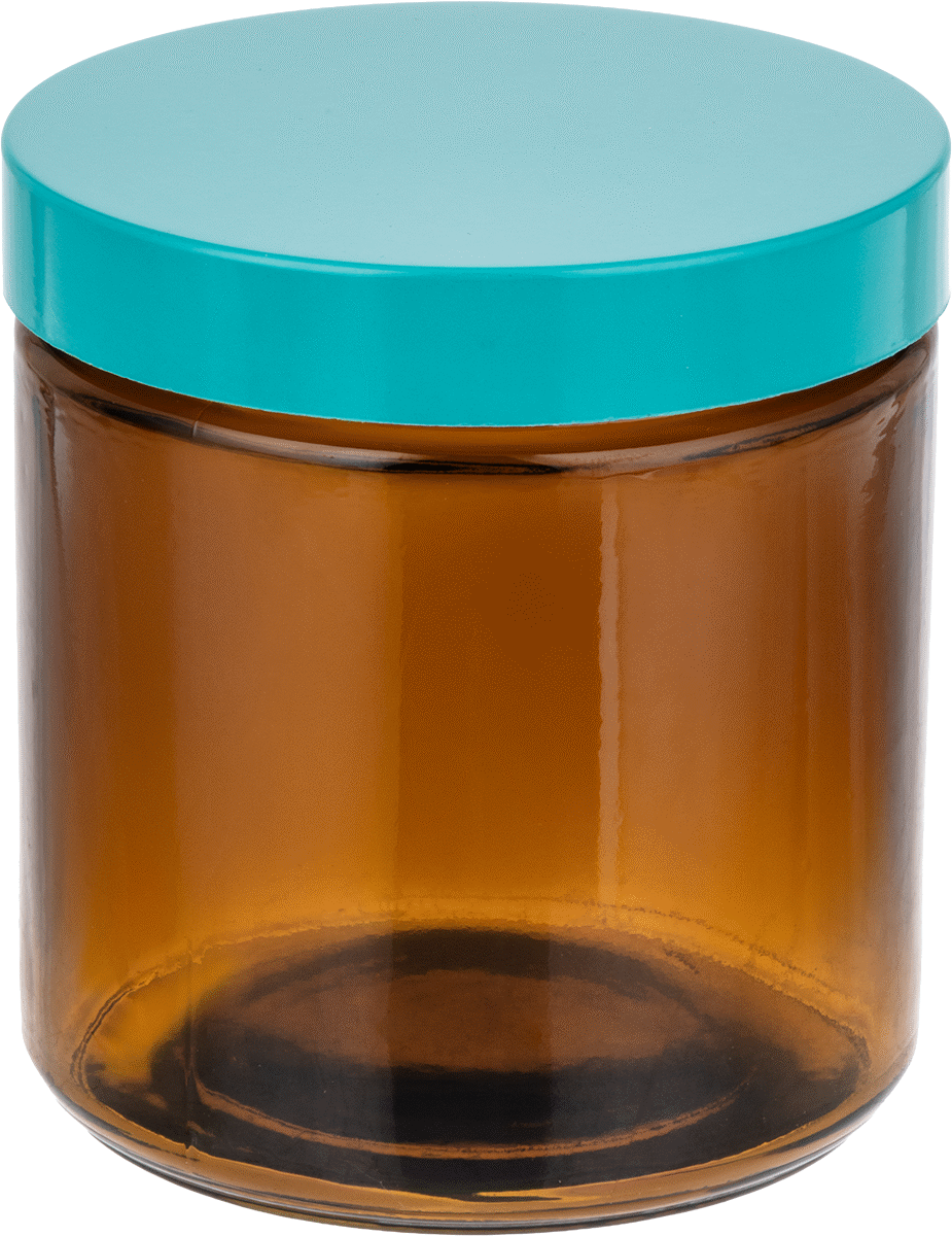 Kehribar Rengi Cam Kavanoz, PTFE Plastik Conta, 16 FL oz/475 ml Kapasite, Yeşil Kapak — Glass, Phenolic, Plastic, PTFE, Soda-Lime Glass,…