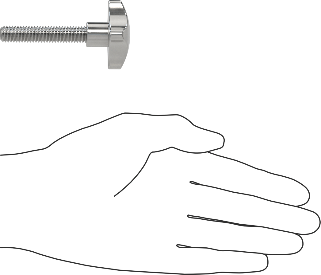 Paslanmaz Çelik Dört Kollu Topuz, 3/8"-16 Dişli 1-15/16" Uzunluğunda Saplamalı