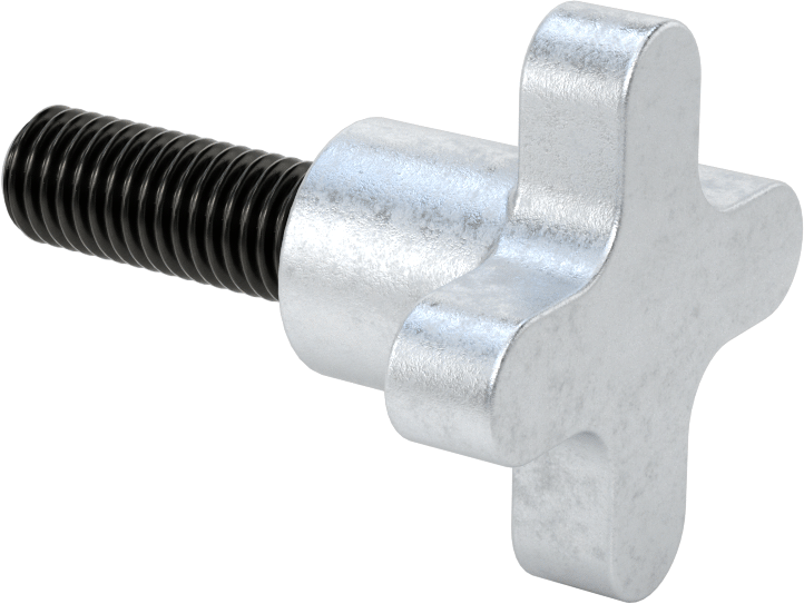 Alüminyum dört kollu topuz, 5/8"-11 Dişli 1-3/4" Uzunluğunda Saplamalı, 2-1/2" Genişliğinde Başlık