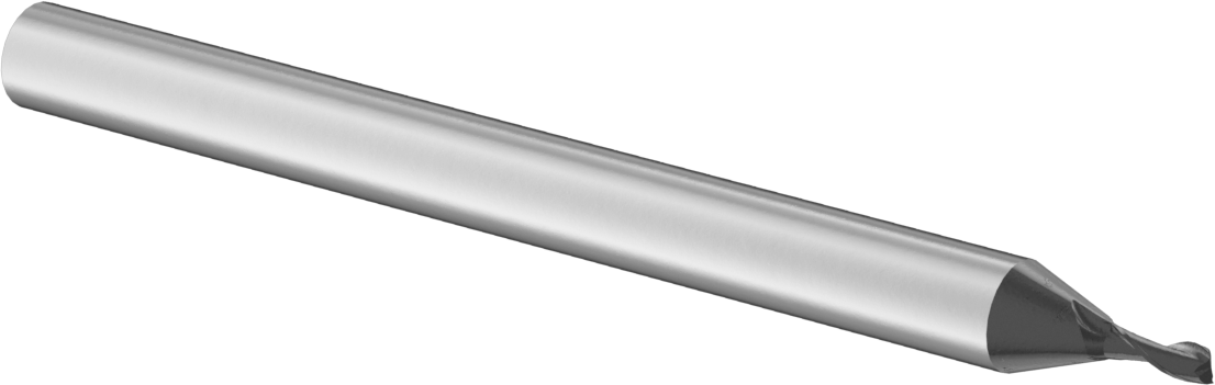 Karbür Kare 2 Kanallı Parmak Frez, Minyatür, TiAlN Kaplamalı, 1 mm Freze Çapı