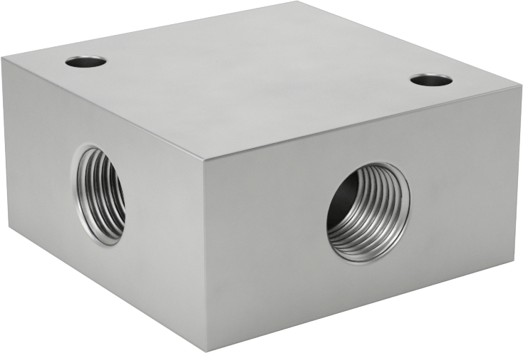 Üç Çıkışlı Düşük Profilli Kare Manifold, 316 Paslanmaz Çelik, 1/4 NPT Giriş x 1/8 NPT Çıkış