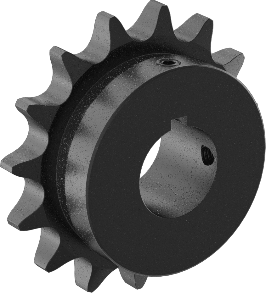 Çelik Tek Sıralı Dişli, ANSI 60 Makaralı Zincir ve 1-1/4" Mil Çapı için, 15 Diş — 15, 3⁄4", 1 1⁄4"