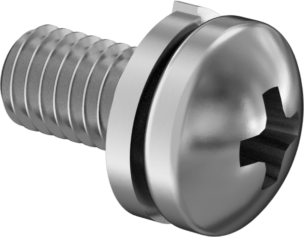 Çinko Kaplı Çelik Silindir Başlı Vidalar, Yarık Kilit Pullu, M3 x 0.50 mm Dişli Boyutu, 6 mm Uzunluk