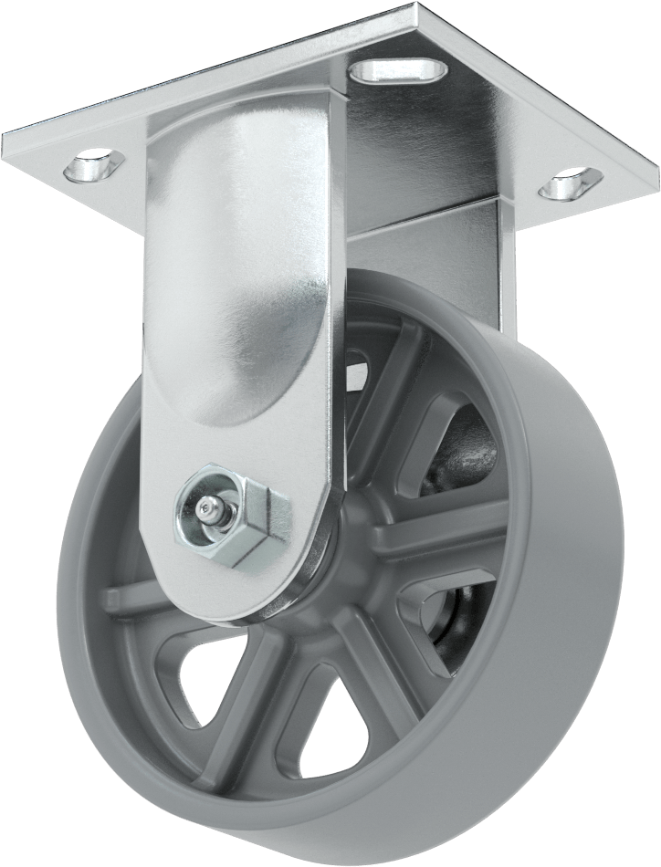 4-1/2" x 4" Montaj Plakalı Samson Tekerlek, 5" Çaplı Metal Tekerlekli Sert — Levha, Demir, 5"