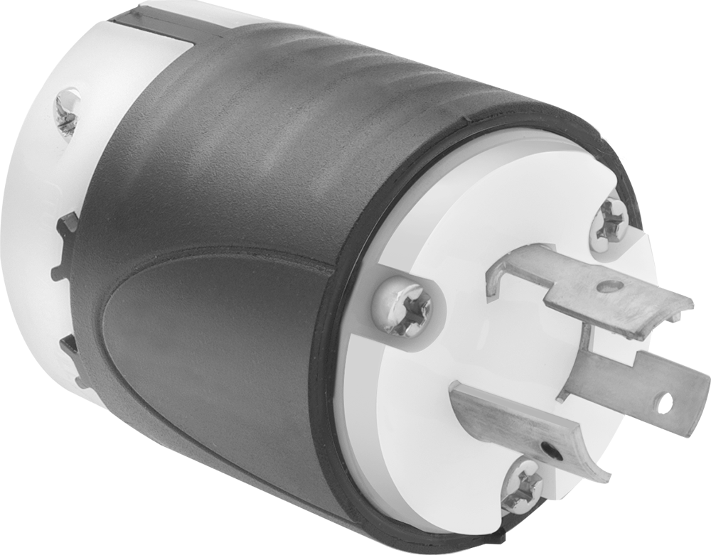 Döndürerek Kilitleme Konektörü, Üç Bıçaklı Düz Fiş, Topraklanmamış, NEMA L10-20 — 125V AC/250V AC, 20A, Erkek