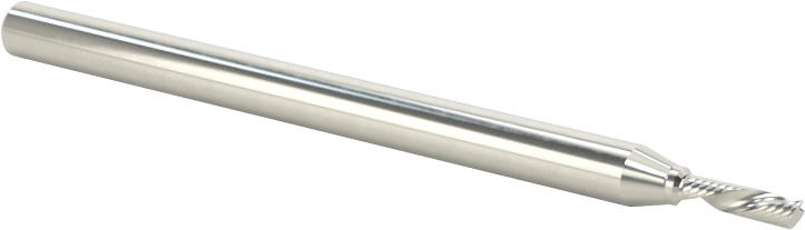 Kaplamasız Karbür Spiral Freze Ucu, Plastik için, Aşağı Çıkarma, 1/16" Kesim Çapı, 1/4" Uzunluğunda Kesim