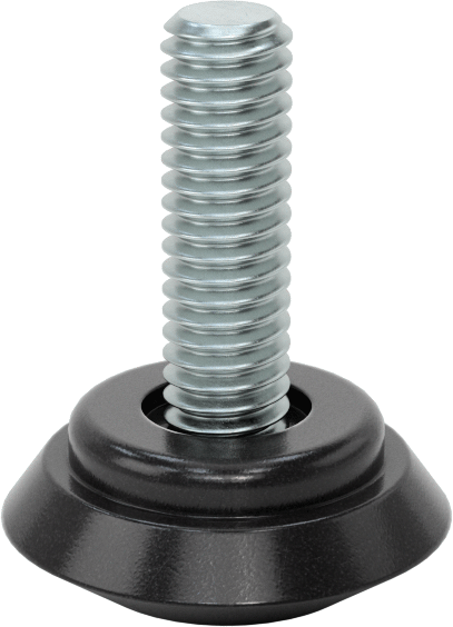 PVC Tabanlı Sert Seviyelendirme Montaj Parçaları, 1" Uzunlukta 5/16"-18 Dişli Çinko Kaplı Çelik Saplamalı — 5/16"-18, Sert, 1 1/8"