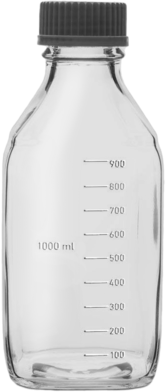 Dereceli Cam Şişe, Kare, Şeffaf, 8 FL. oz Kapasite, 5-3/4" Yükseklik