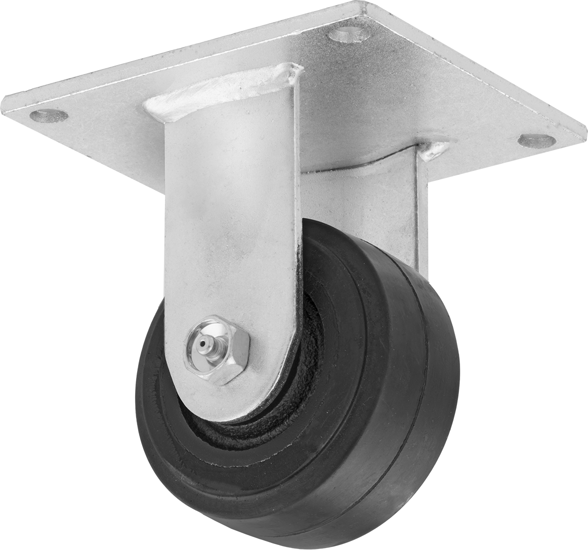5-1/2" x 5" Montaj Plakalı Tekerlek, Samson, 4 inç Çapında Siyah Kauçuk Tekerlekli Sert — 4", Levha, Sert