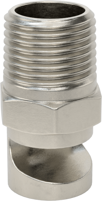 Ekstra Geniş Sapmalı Düz Püskürtme Memesi, Paslanmaz Çelik, 1/2 NPT Erkek, 20 PSI'da 7.1 gpm, 141 Derece Açı