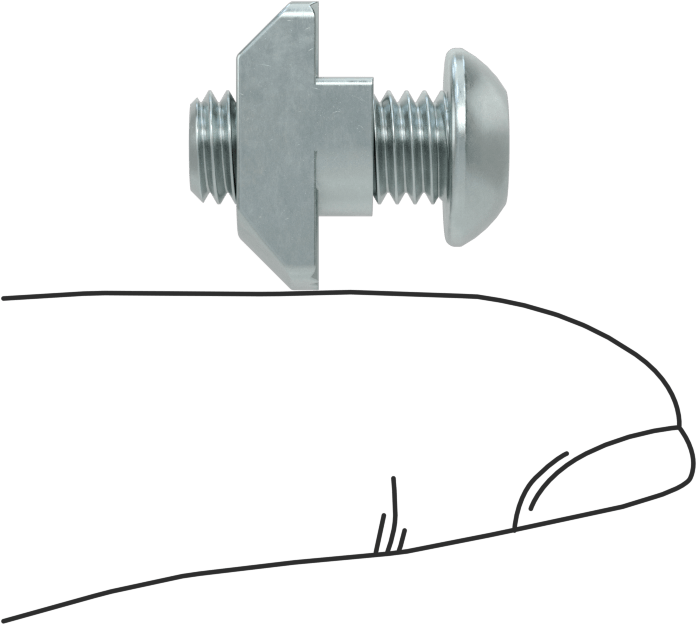 T-Yivli Çerçeve, Çekiç Somunu ve 1/4"-20 Düğme Başlı 1.5" ve 40 mm Ray