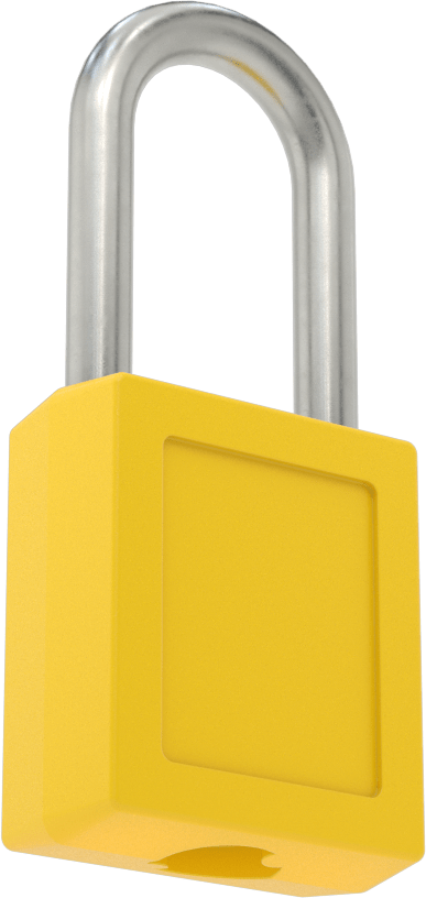 Etiketli Ekstra Boşluklu Kilitli Asma Kilit, Master Lock 410-Sarı Gövde, #By3 Anahtara Uyumlu Anahtar