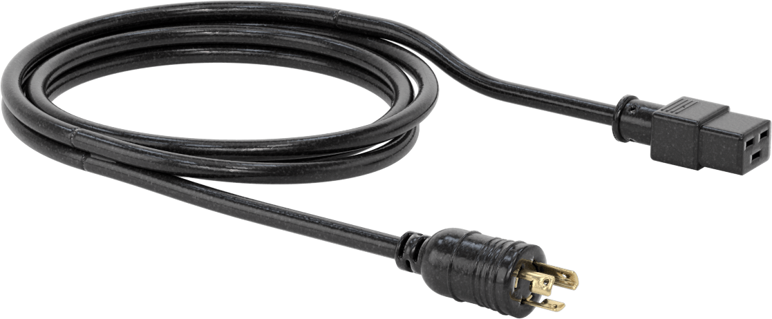Elektronik Ekipman Dönme Kilitli Güç Kablosu, NEMA, L5-15 Fiş x IEC C19 Priz, 8 Fit Uzunluk