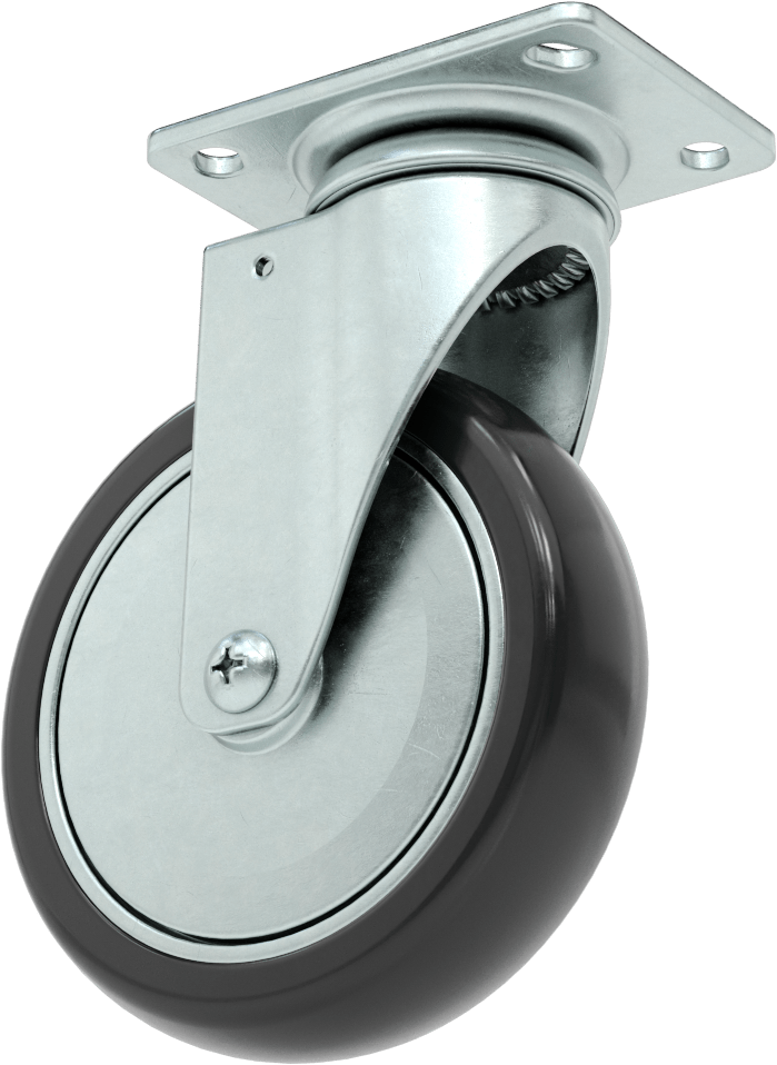 3-3/4" x 2-3/4" Plakalı Statik Kontrol Tekerlek, 5 inç x 1-1/4 inç Siyah Çekirdek Üzerine Baskılı Kauçuk Tekerlekli Döner Tekerlek — 6 1⁄…