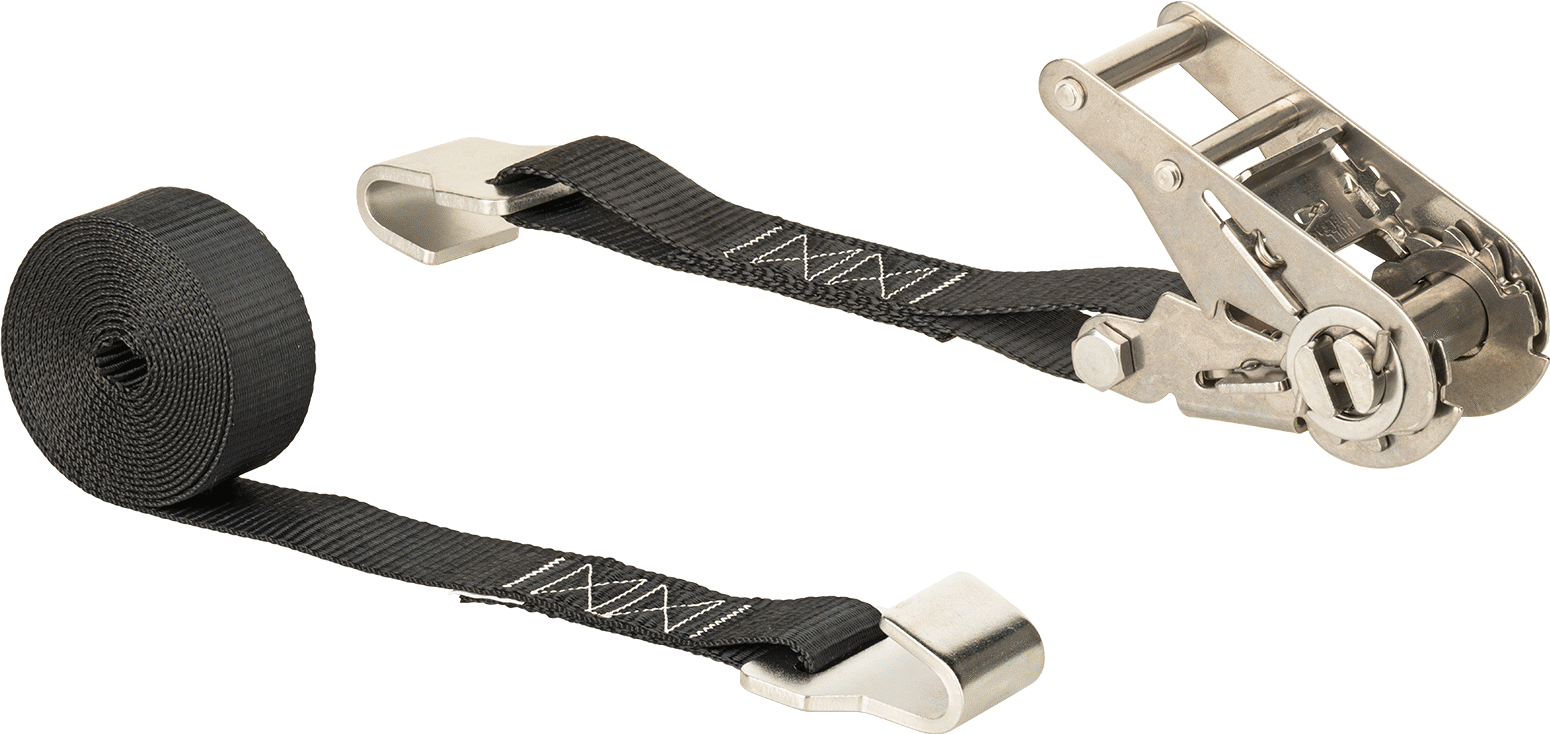 Paslanma ve Aşınmaya Dayanıklı Cırcır Kayışı, Paslanmaz Çelik Düz Kancalı, 1-1/2" Genişlik, 12 Fit Maksimum Uzunluk, Naylon