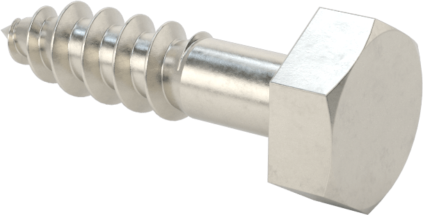 18-8 Paslanmaz Çelik Altıköşe Başlı Ahşap Vida, 1/4" Vida Boyutu, 1" Uzunluk